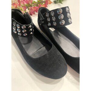 Kelsi Dagger Suede Gromet Ankle Ballet Flats Sz US 9.5 Black
